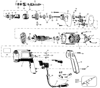 Page A Diagram and Parts List for 2054 Type 102 Black and Decker Electric Drill